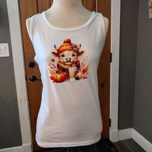 Adorable Fall Highland Cow Graphic Tank